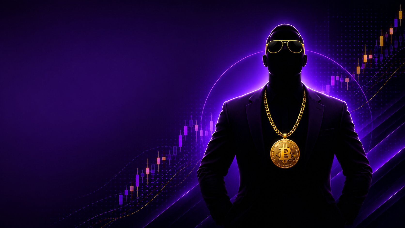 Silhouette of a trader in front of a rising chart